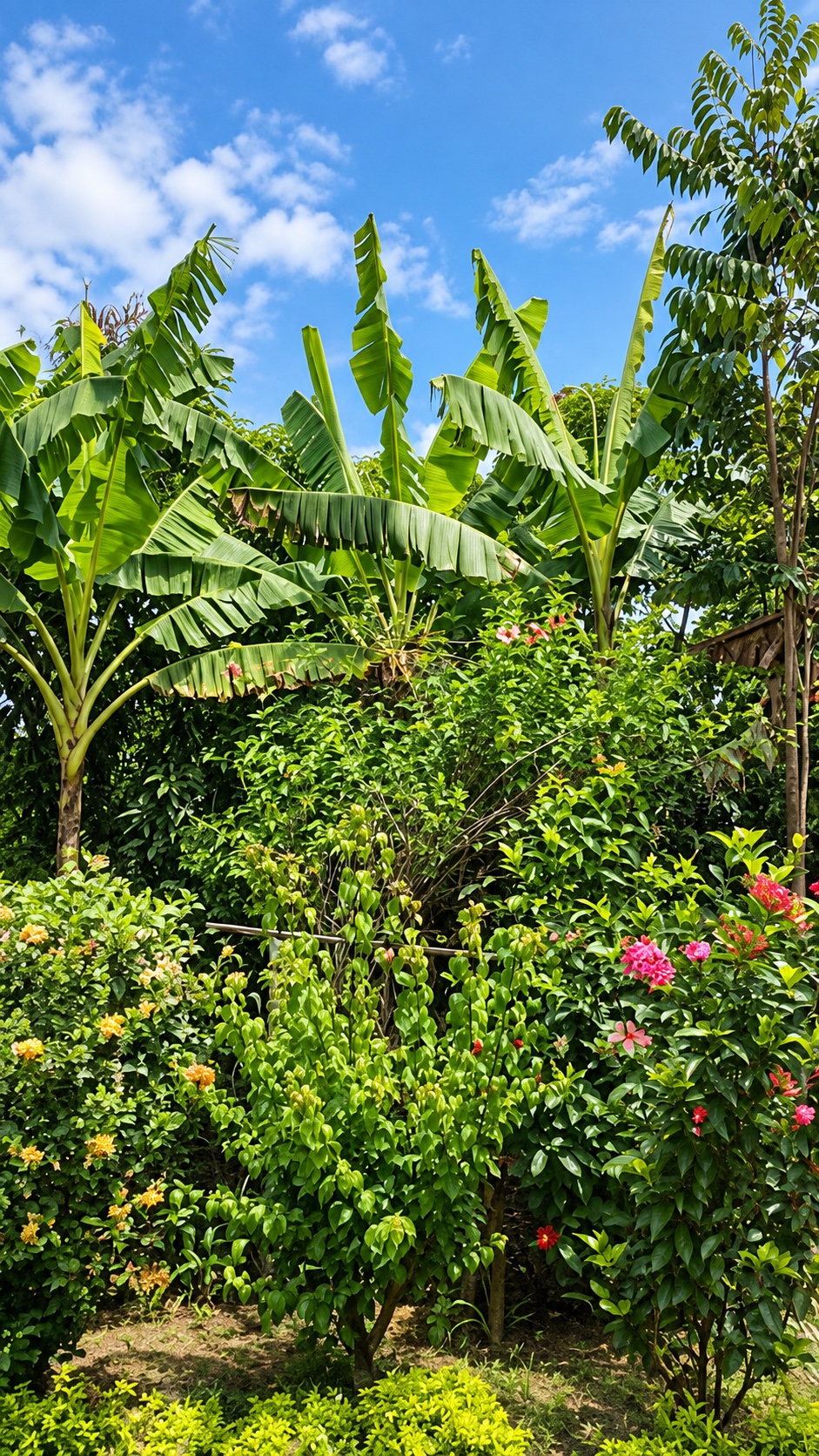 Árboles y flores en una segunda vista vertical del proyecto